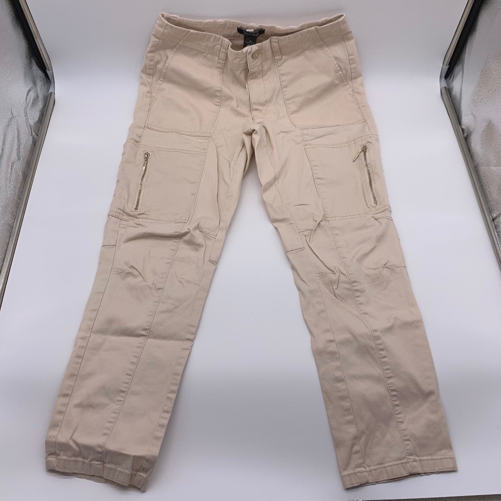 White House Black Market Cream Cargo Ankle Pants Size 4